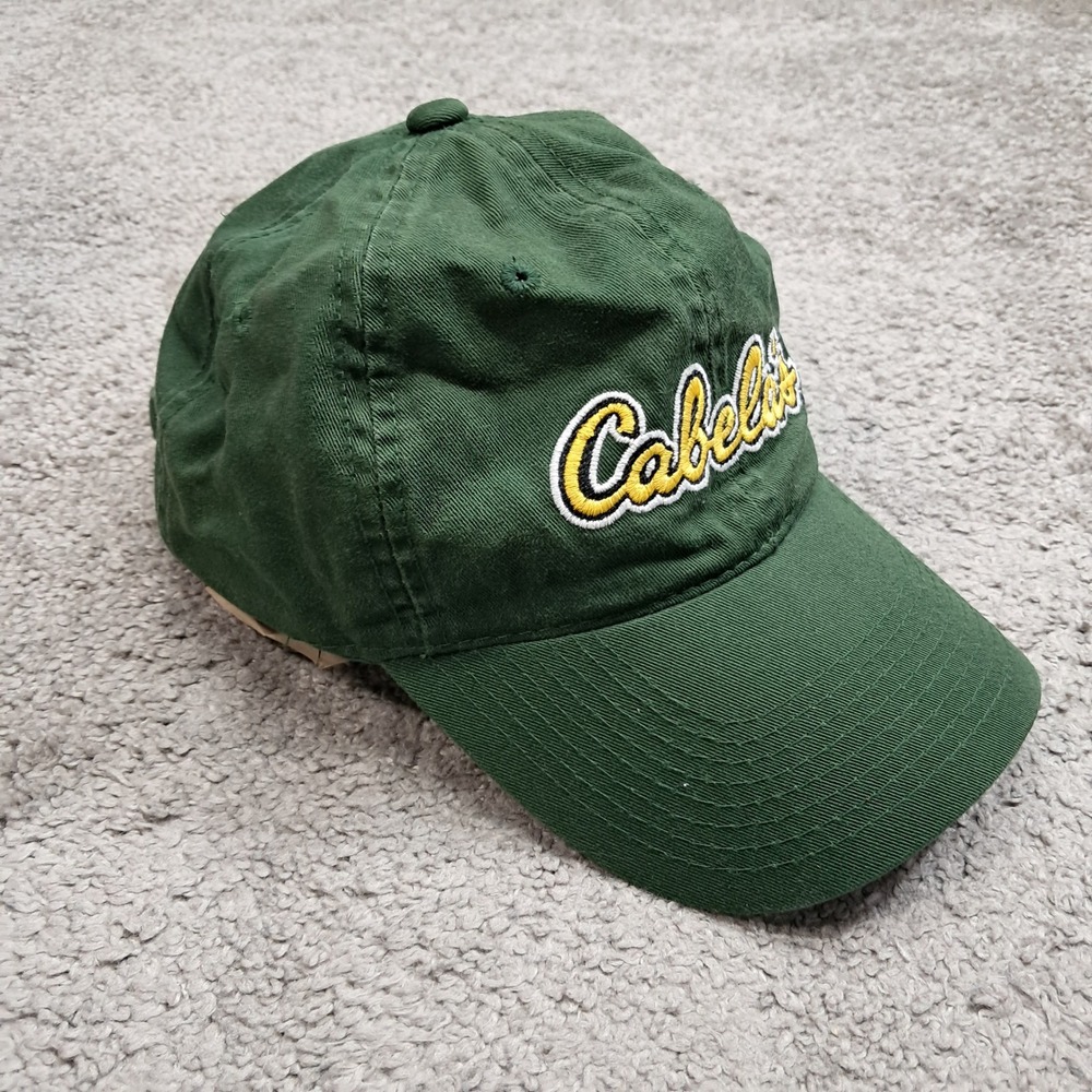 Cabelas Forest Green Embroidered Script Logo Adjustable Baseball Cap Dad Hat H36